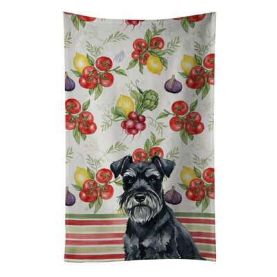 Black Miniature Schnauzer Vegetables Kitchen Towel