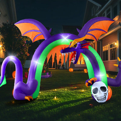 9ft Dragon Archway Halloween Self Inflating Outdoor Inflatable With Led Lights