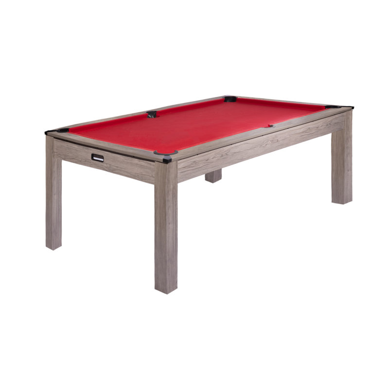 Table de billard de 2,13 m (7 pieds) pour les amateurs de sport – Finition bois gris rustique, tapis rouge – Table de billard classique de 213 cm (84 pouces) pour la maison, le bureau ou la salle de jeux – Durable, aspect professionnel – Rouge, table seule