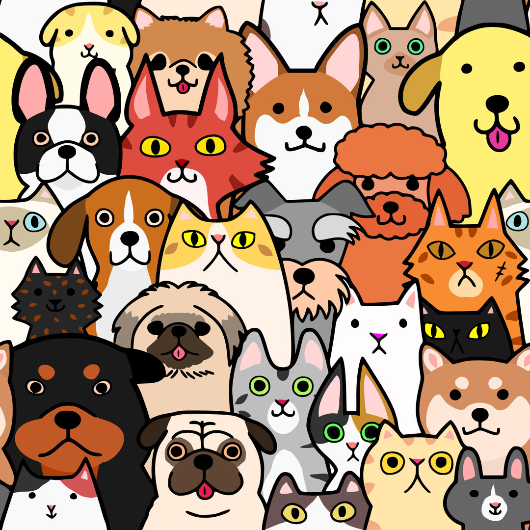 Leinwandbild Dogs and Cats Faces von Ayutaka