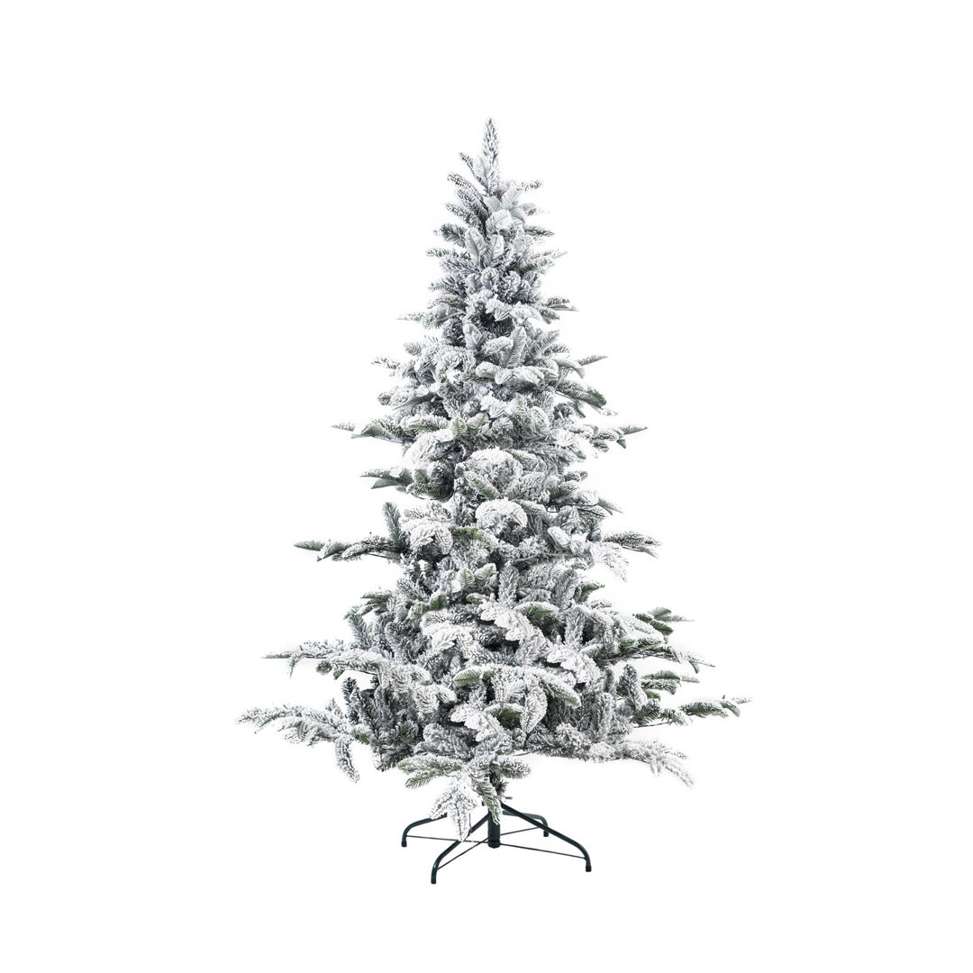 SHATCHI Californian Pine Snow Covered Green Tips Bushy Artificial Plain Christmas Tree