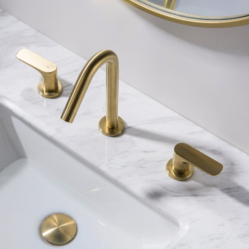 Widespread 2-handle Bathroom Faucet, Brushed Gold