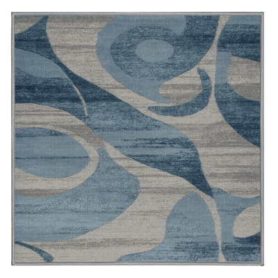 Machine Washable Abstract Gray Area Rug