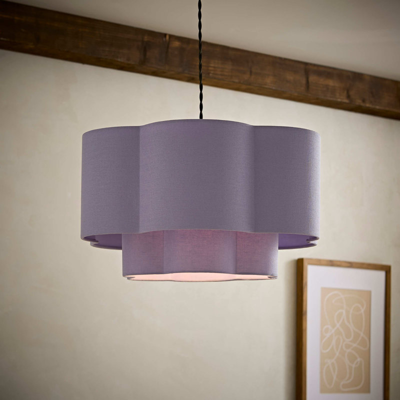 24 cm H Round Cotton Blend Lamp Shade ( Slip-On ), Without Bulb, Purple