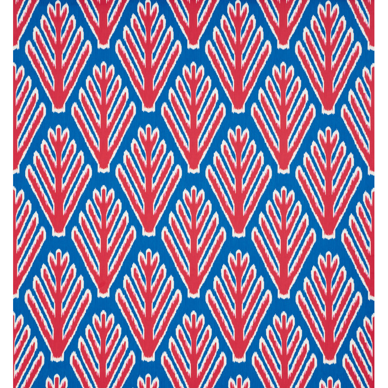 Schumacher x Johnson Hartig Bodhi Tree Fabric, Blue/Red