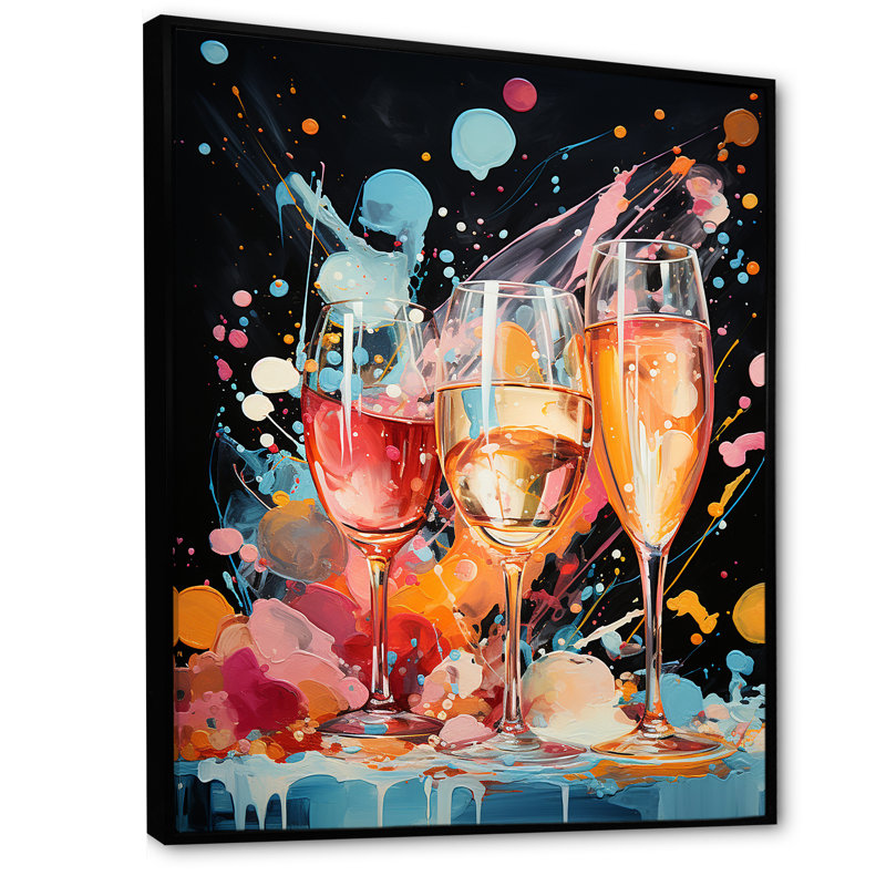 Whimsical Bubbles II, reproduction d'art sur toile, Cadre flottant noir, 32" H x 24" W