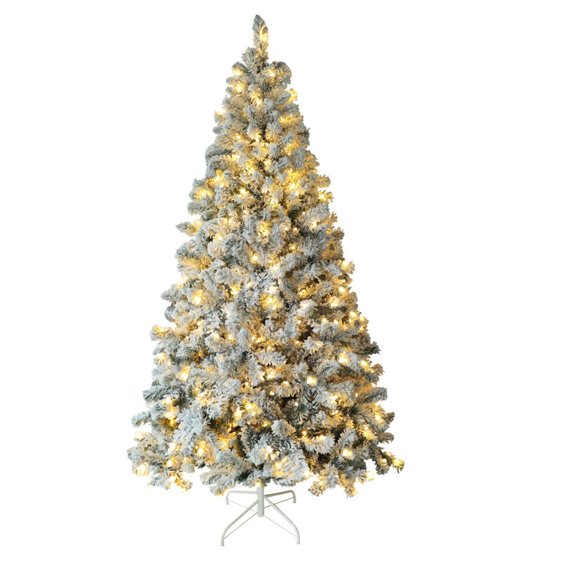 Sapin de Noël artificiel enneigé avec lumières, H 6 pi