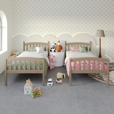 Jeeven Kids Twin Over Twin Bunk Bed