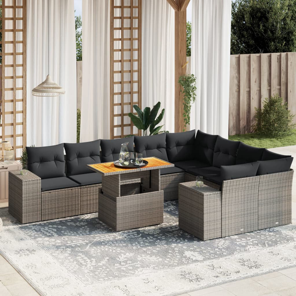 9-Sitzer Lounge-Set aus Polyrattan mit Polster