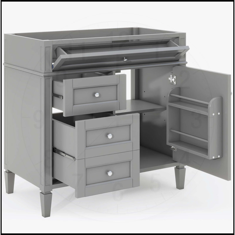 Meuble-lavabo 36 po sans lavabo supérieur, Gris, Argent argent
