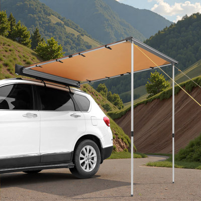 Auvent de voiture, grand auvent de véhicule de 4,6 pi x 6,6 po, auvent rétractable PU3000mm UV50 + avec sac de rangement imperméable, convient aux camions, VUS, fourgonnettes, camping-car