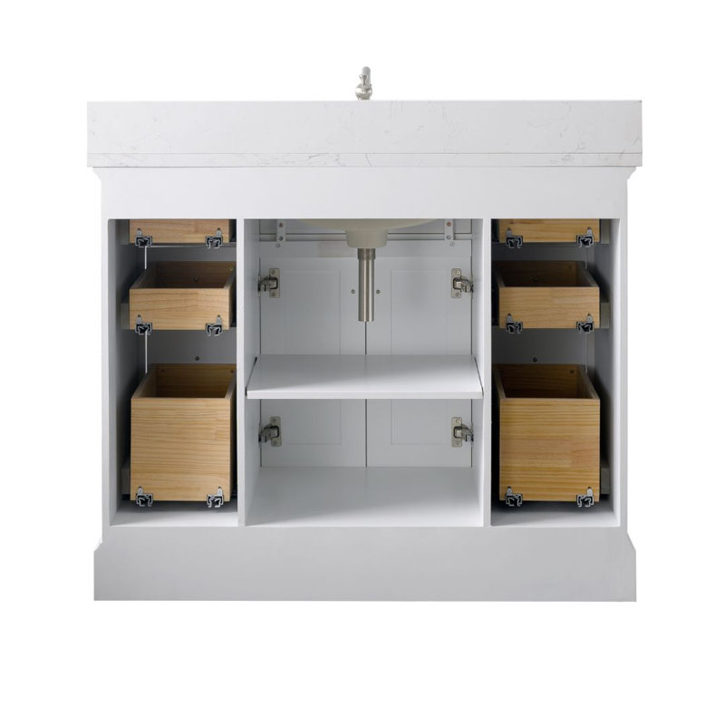 Lisette 42" Single Bathroom Vanity Set, White/Brushed Nickel