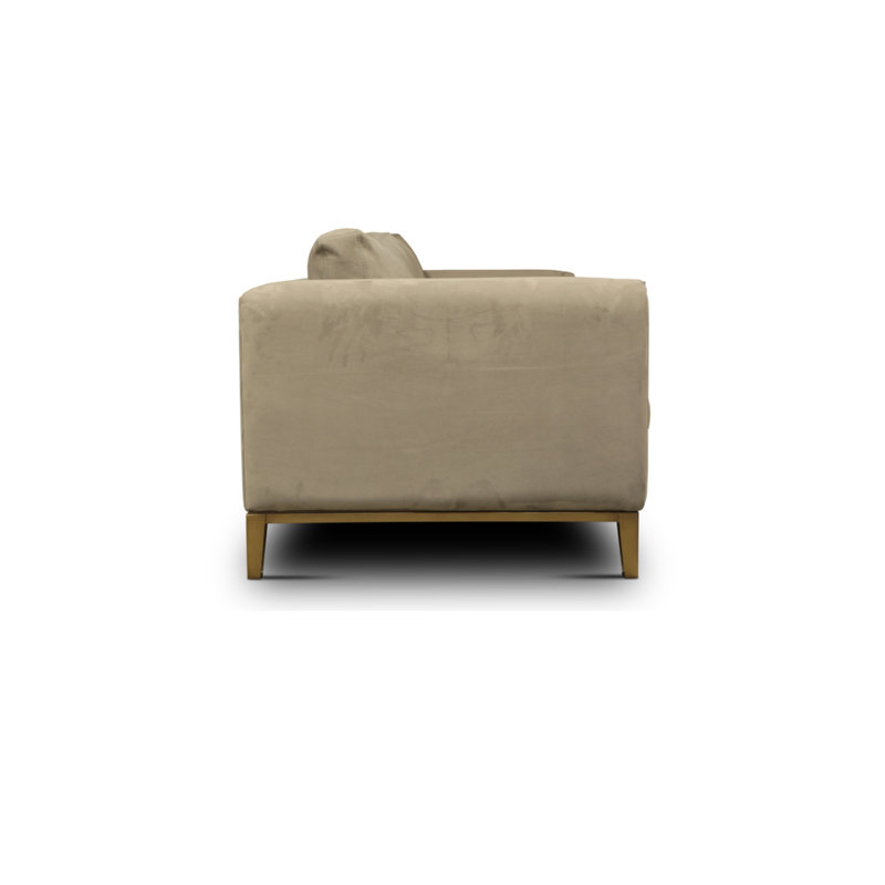 Tobi Leather Sofa, Taupe Grey (Soft Touch), Satin Brass