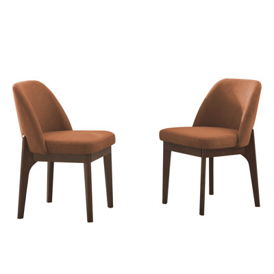  Bason 19.5" High Polyester Upholstered Dining Chairs with Solid Wood Legs