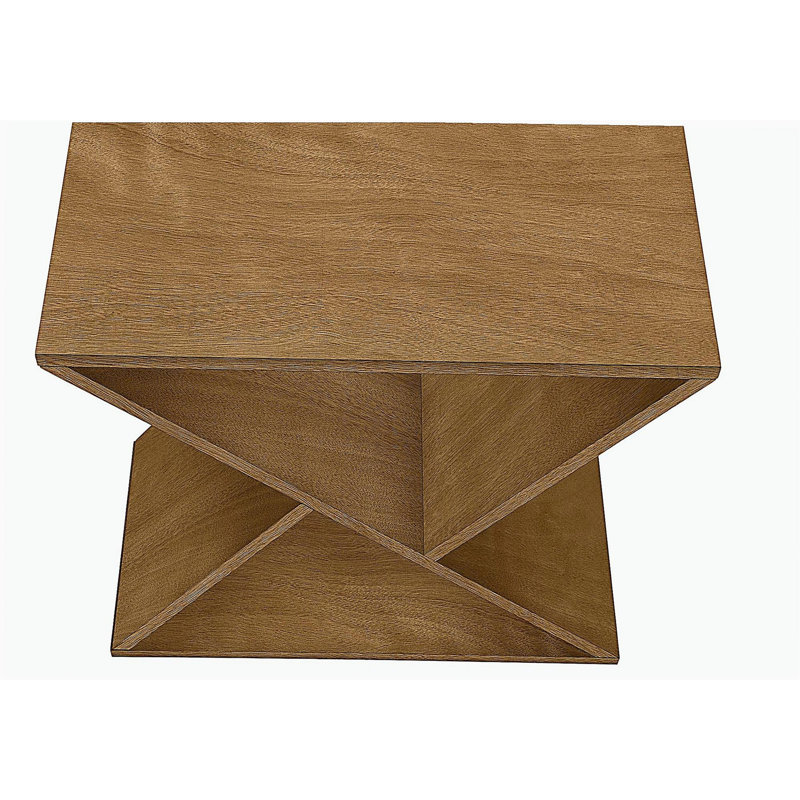 Table d'appoint contemporaine Amare en placage brun, H 24,25 po x l 24 po x P 11,75 po, Taupe