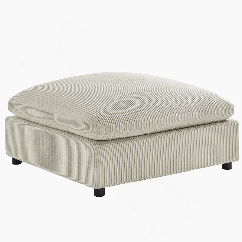 Repose-pieds en velours côtelé beige Chelsea, Beige
