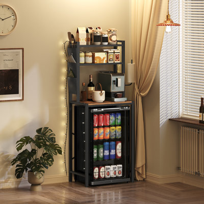 3-tier Bakers Rack With Mini Fridge Shelf