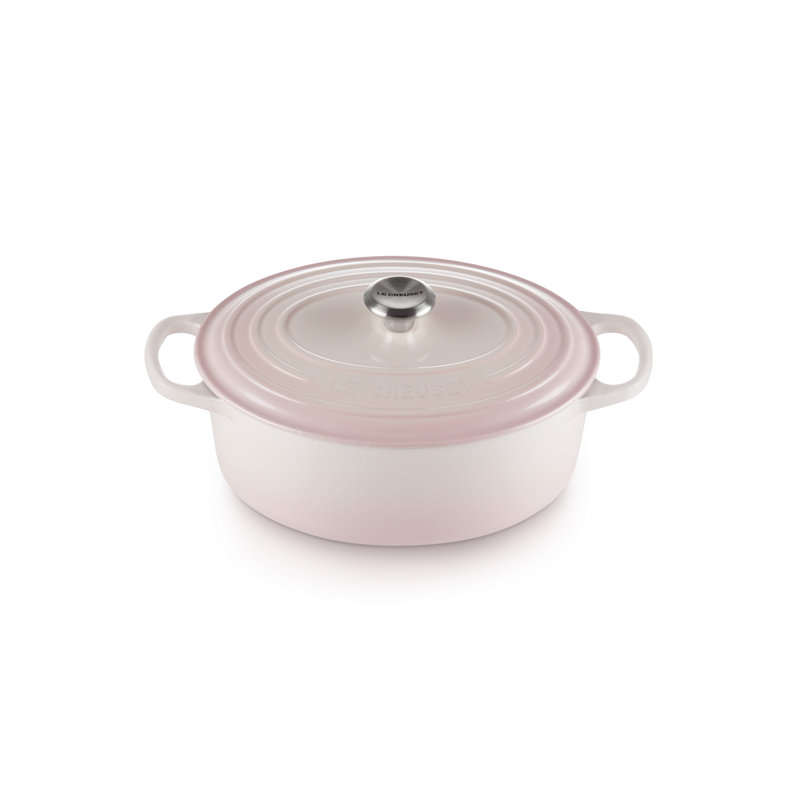 Le Creuset Signature Cast Iron Oval Casserole, 29cm / 4.7L, Shell Pink