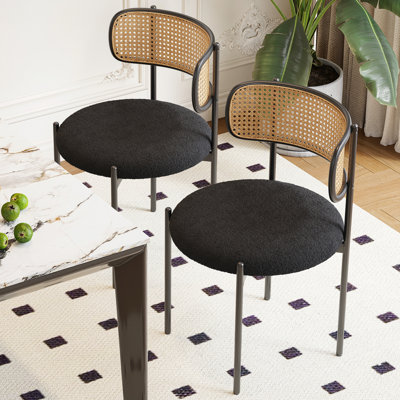 Modern Upholstered Dining Chair 2-piece Set Contemporary Style, Metal Legs Ergonomic Backrest Design, Suitable For Kitchen And Dining Room Black