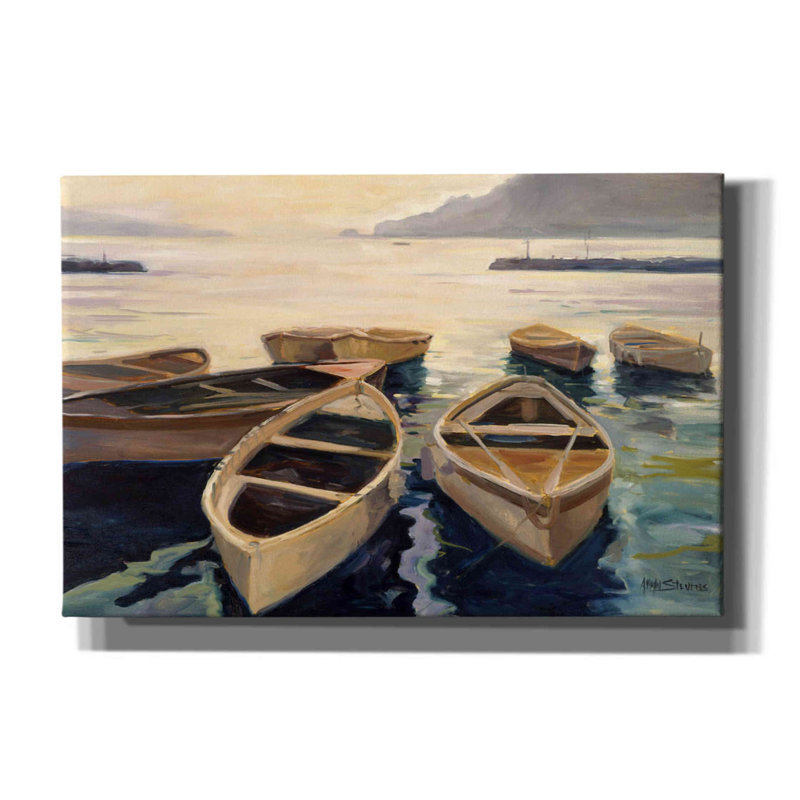 "Breakwater Bay" Sunset Marina "par Allayn Stevens, art mural sur toile, H 12 po x l 18 po x P 0,75 po