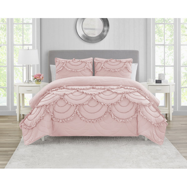 Cozy Line Home Fashions Flower Ditsy Polka Dot 4-Piece Pink White Polyester Queen Sheet Set, Pink/ White