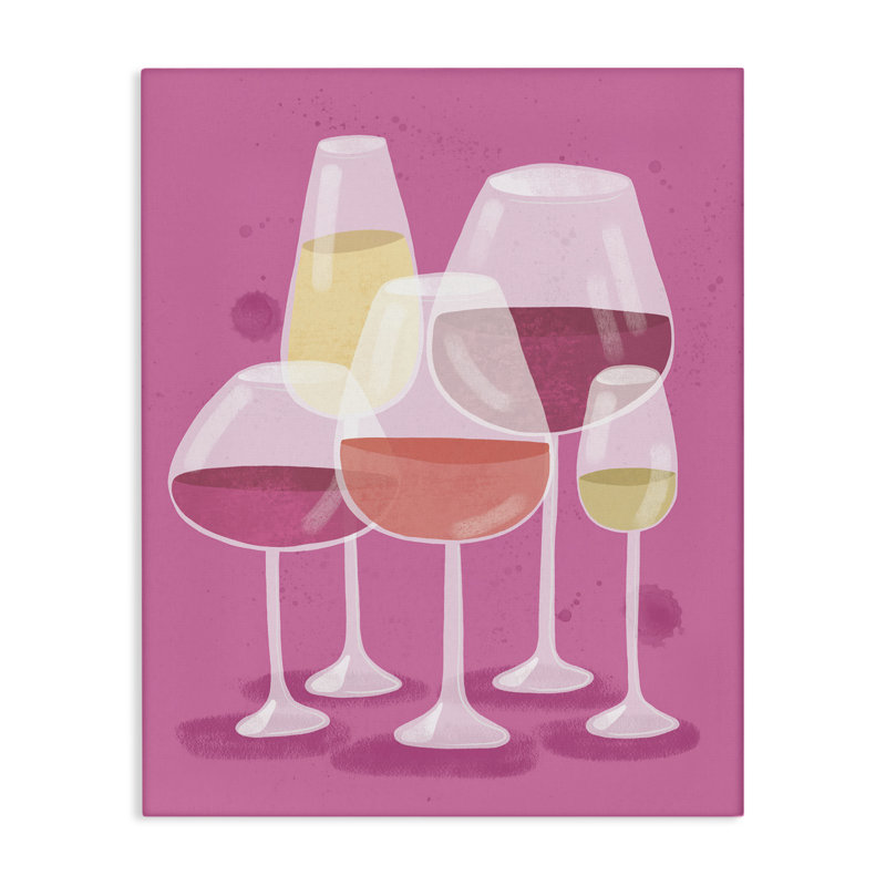 «Varied Wine Glasses», art mural sur toile par Kristina Hultkrantz, H 30 po x l 24 po
