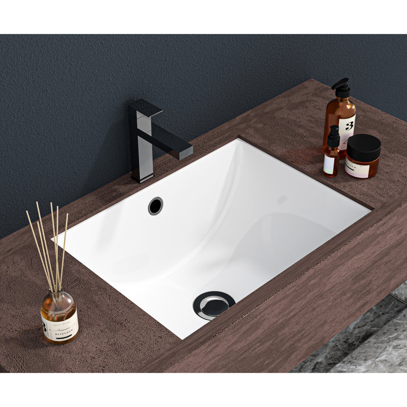 Splendid lavabo encastré rectangulaire en céramique - 21 po x 14 po, trop-plein pour une sensation de bain élégante, 21"