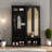 Farmhouse Widen Hall Tree With 4 Rattan Doors, Seating Bench, 6 Hooks And Shoe Cabinet-1153896118