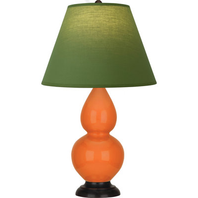 Small Double Gourd Accent Lamp - Sangria, Deep Patina Bronze - Lavender, Plum Shade