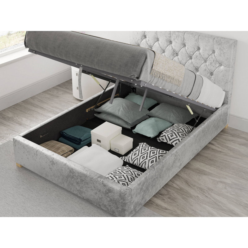 Gerrit Upholstered Ottoman Storage Bed, Silver, Kingsize (5')