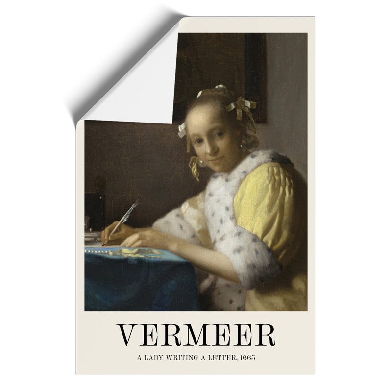 A Lady Writing a Letter by Johannes Vermeer - 1 Piece Painting, 30cm H x 21cm W x 0.1cm D