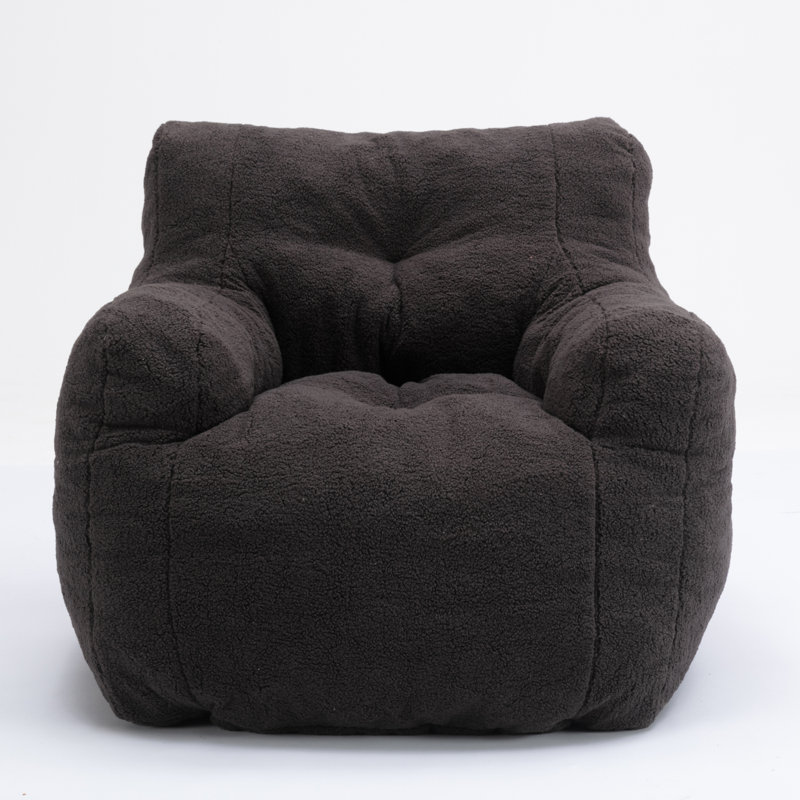 Fauteuil à billes en peluche de taille moyenne pour adulte avec rembourrage en mousse, Ourson gris foncé