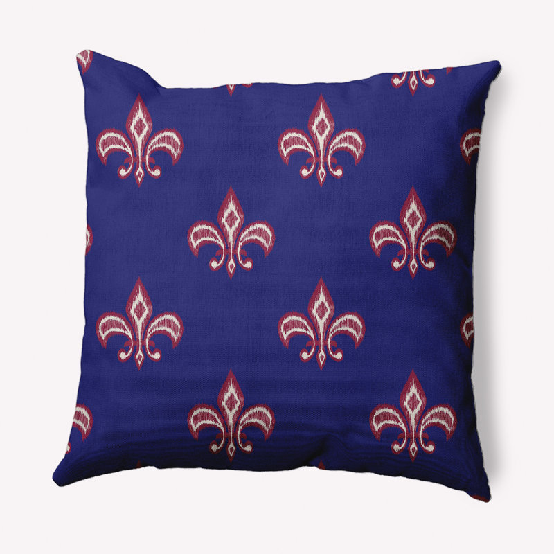 Coussin décoratif carré Fleur De Lis, 26 po x 26 po, Indigo