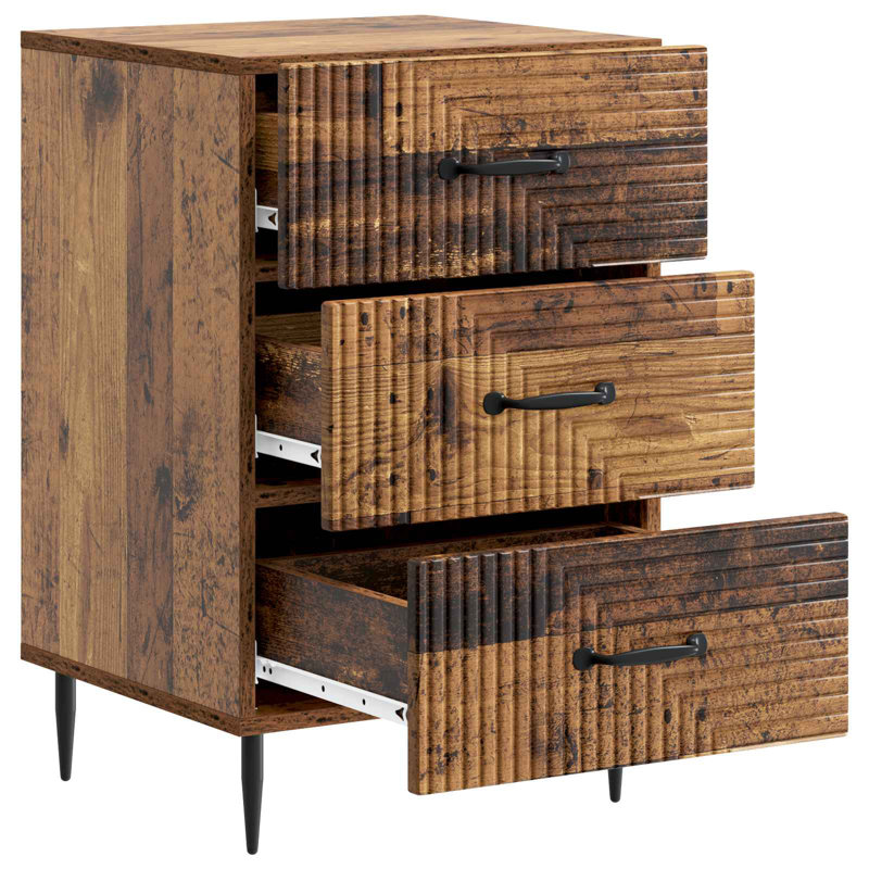 43cm W Manufactured Wood Bedside Table, Old Wood