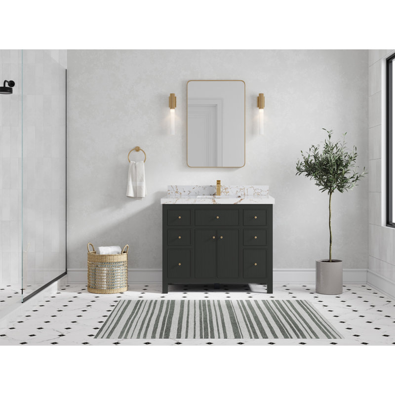 Sonoma X P 22 po De salle de bain simple en albâtre Quartz brun Viola, Viola Gold, Matte Black