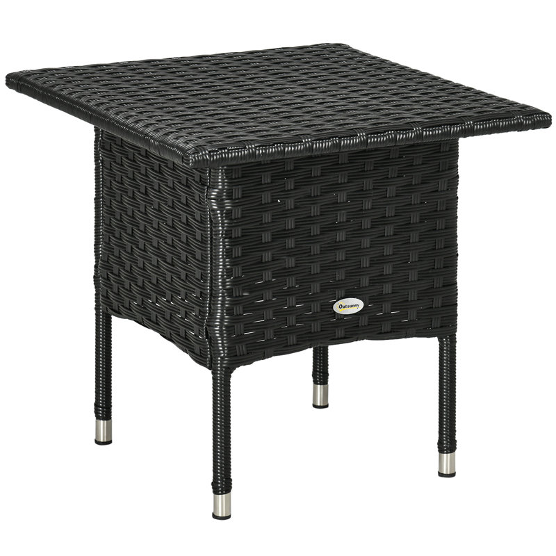 Square Metal Outdoor Side Table , 50cm cm W 50cm cm D, Black