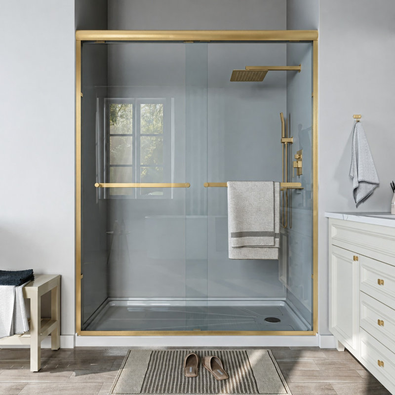 Porte de douche coulissante en verre transparent, 56"–60" W x 58" H