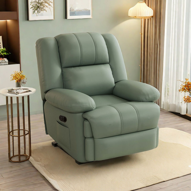 Minisha Faux Leather Swivel Recliner, Green Faux Leather