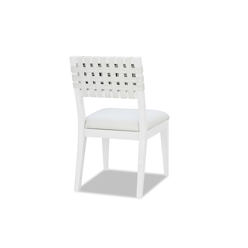 White Wood Chippendale Side Chair with Woven Back