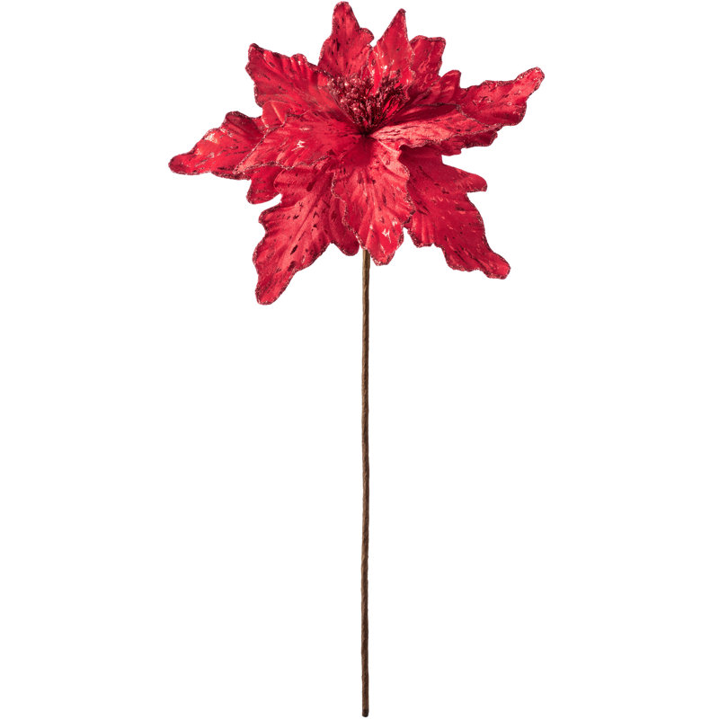 Fabric Poinsettia Arrangement, 40cm H x 30cm W x 30cm D, Red