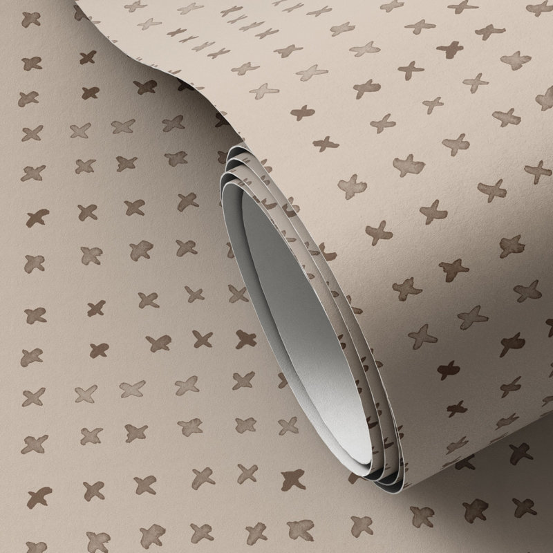 Bisous Abstract Terralon Wallpaper Roll by Jess Engle, Light Brown