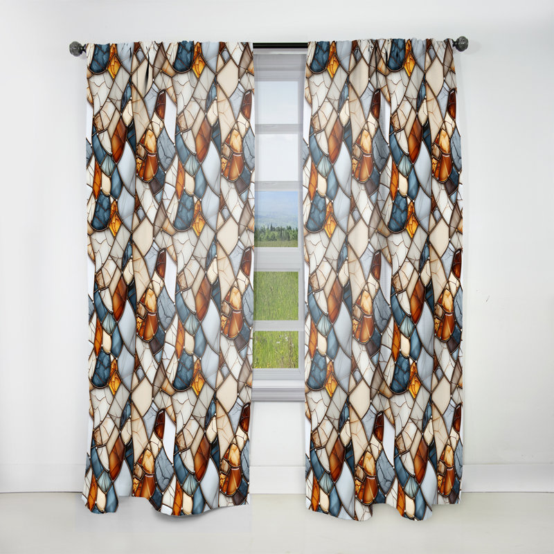 Earth Tones Marble Mosaic Elegance - Rideau en marbre abstrait - Velours obscurcissant - 1 panneau, L 52 po x L 90 po