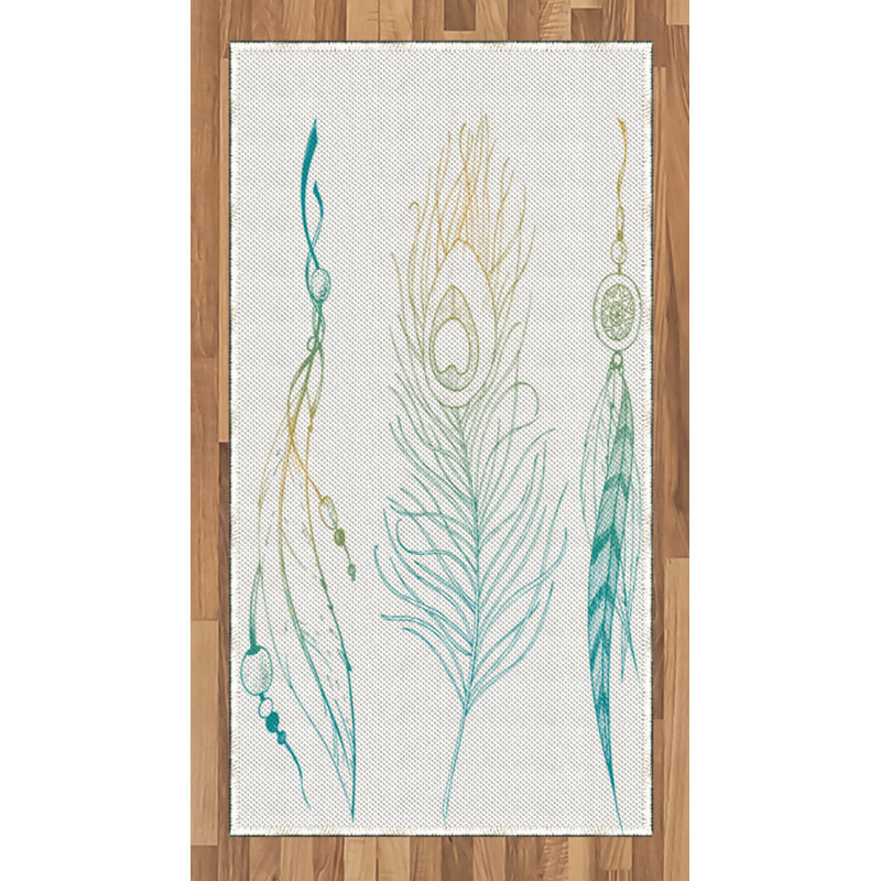 White High Density Long Fiber Poly Threads Decorative Area Rug Carpet, Rectangle 2'7" x 5'