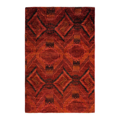 Contemporary One-of-a-Kind 4' 1" X 6' 1" Hand Knotted Area Rug