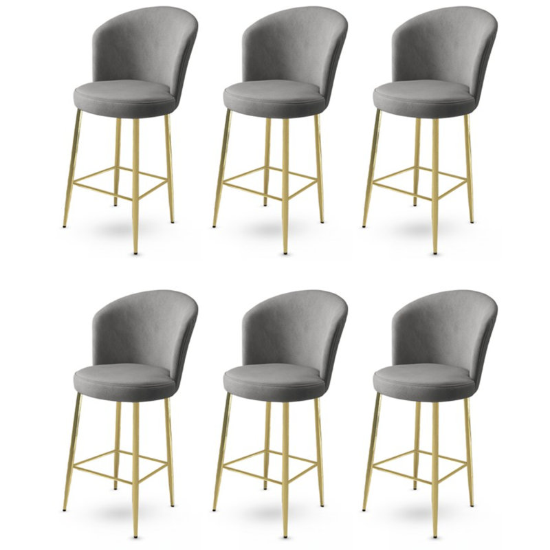 Pease Upholstered Faux Leather Bar Stool, Grey, 6, Gold