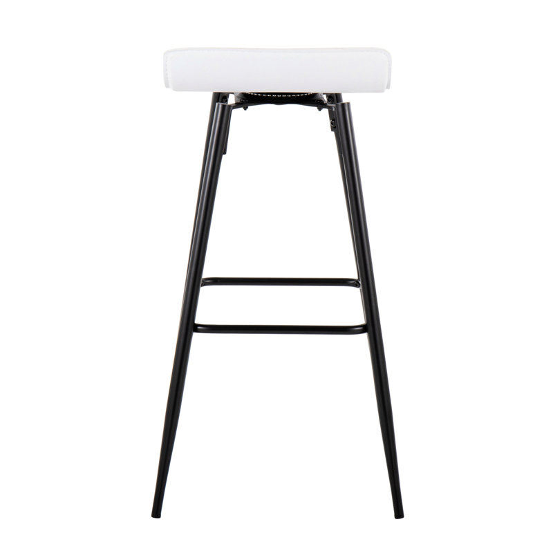 Kalsum Upholstered Counter Stool with Metal Frame, White, Bar Stool (32.5” Seat Height)