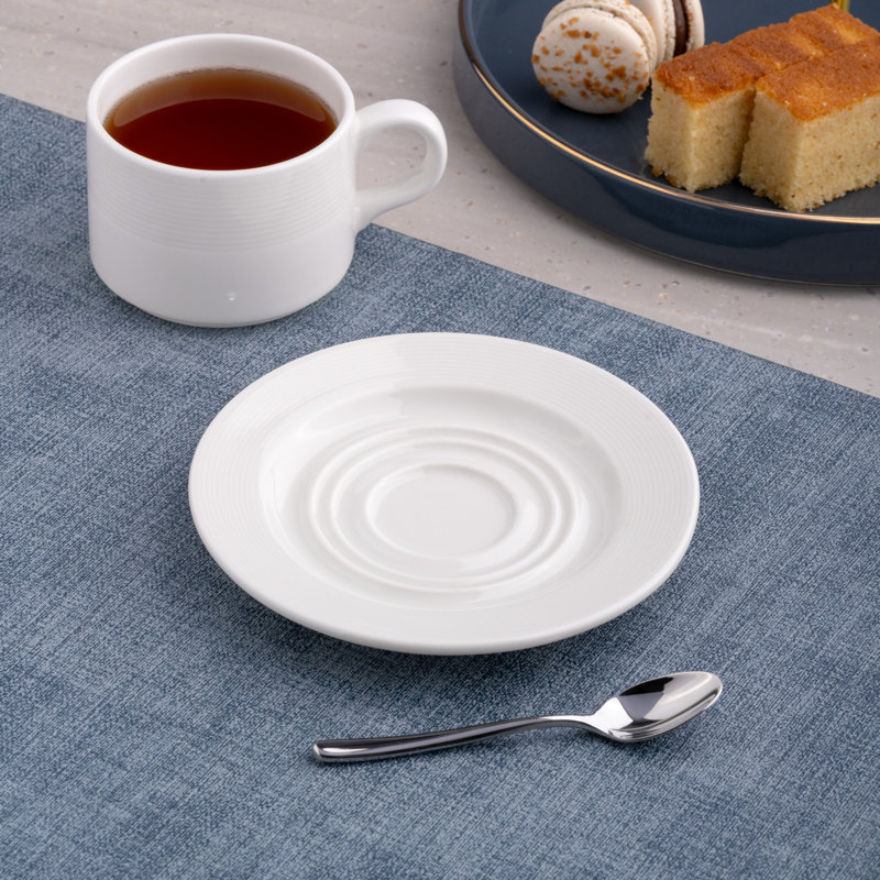 Soucoupe à thé et à café en porcelaine ORBA Premium | Ivoire | 6 po | Va au micro-ondes et au lave-vaisselle