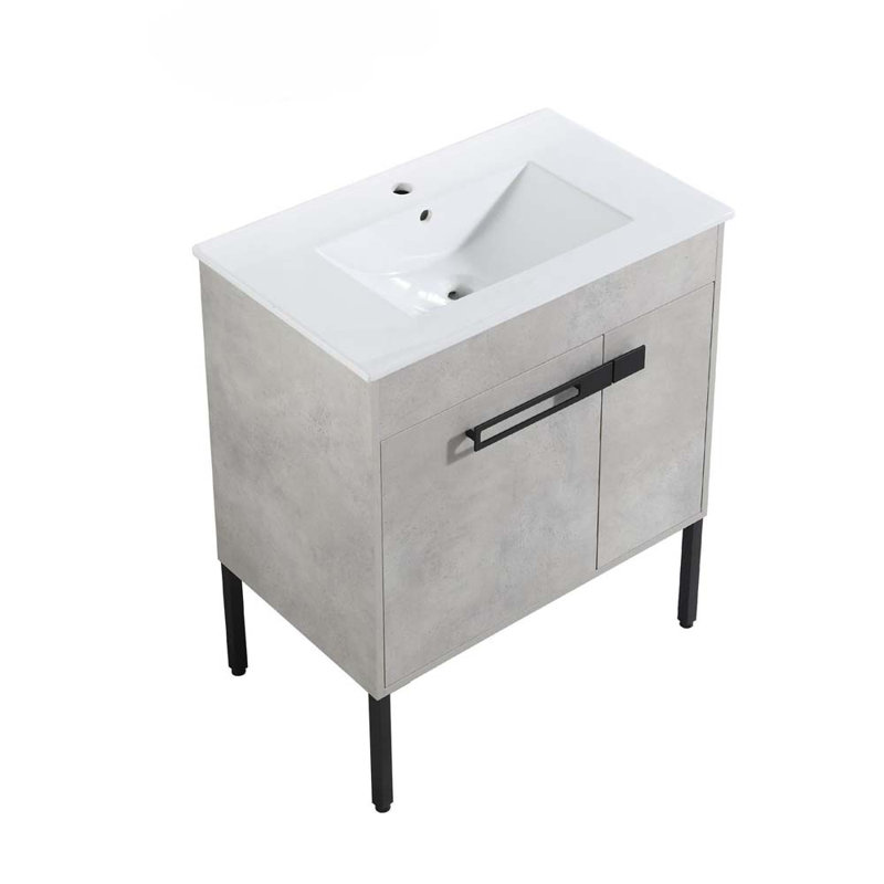 Meuble-lavabo simple 30 po avec lavabo, Imitation chêne
