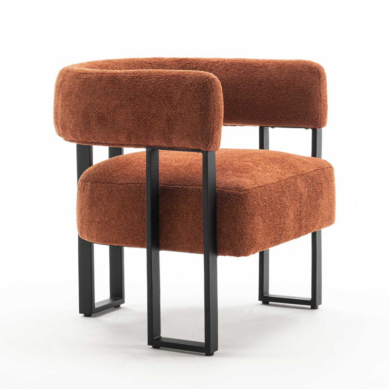 28" Wide Fabric Upholstered Chair,  Full Assembled Accent Chair with Boucle Arm  (Set of 2), Caramel