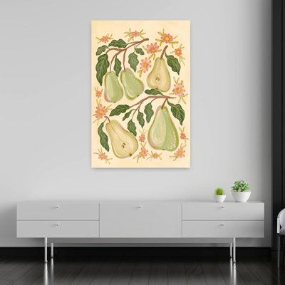 «Sweet Green Pears», art mural rétro naturel rustique avec fruits